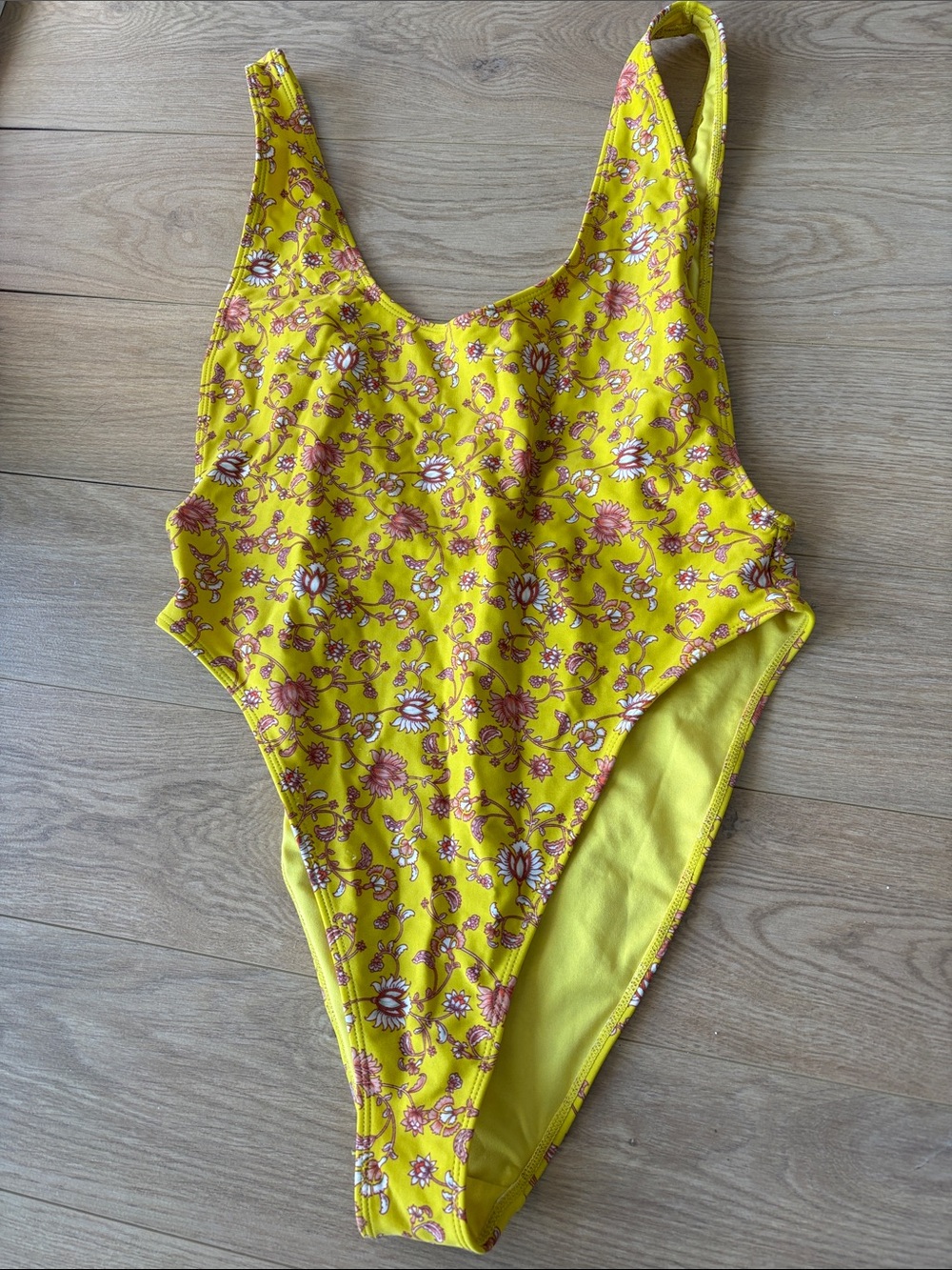 Forever 21 Yellow Floral One-Piece Swimsuit
